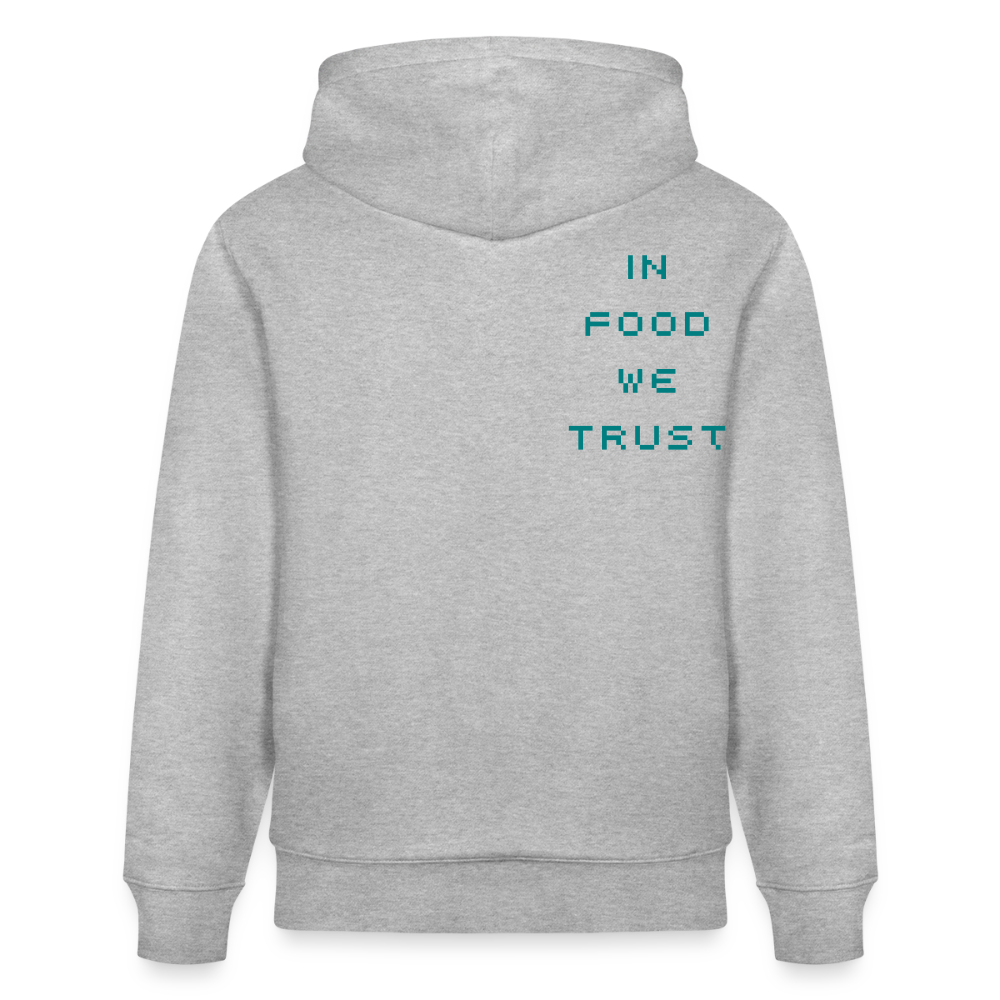 FINE.MAFI in Food we Trust Unisex Organic Hoodie - Grau meliert