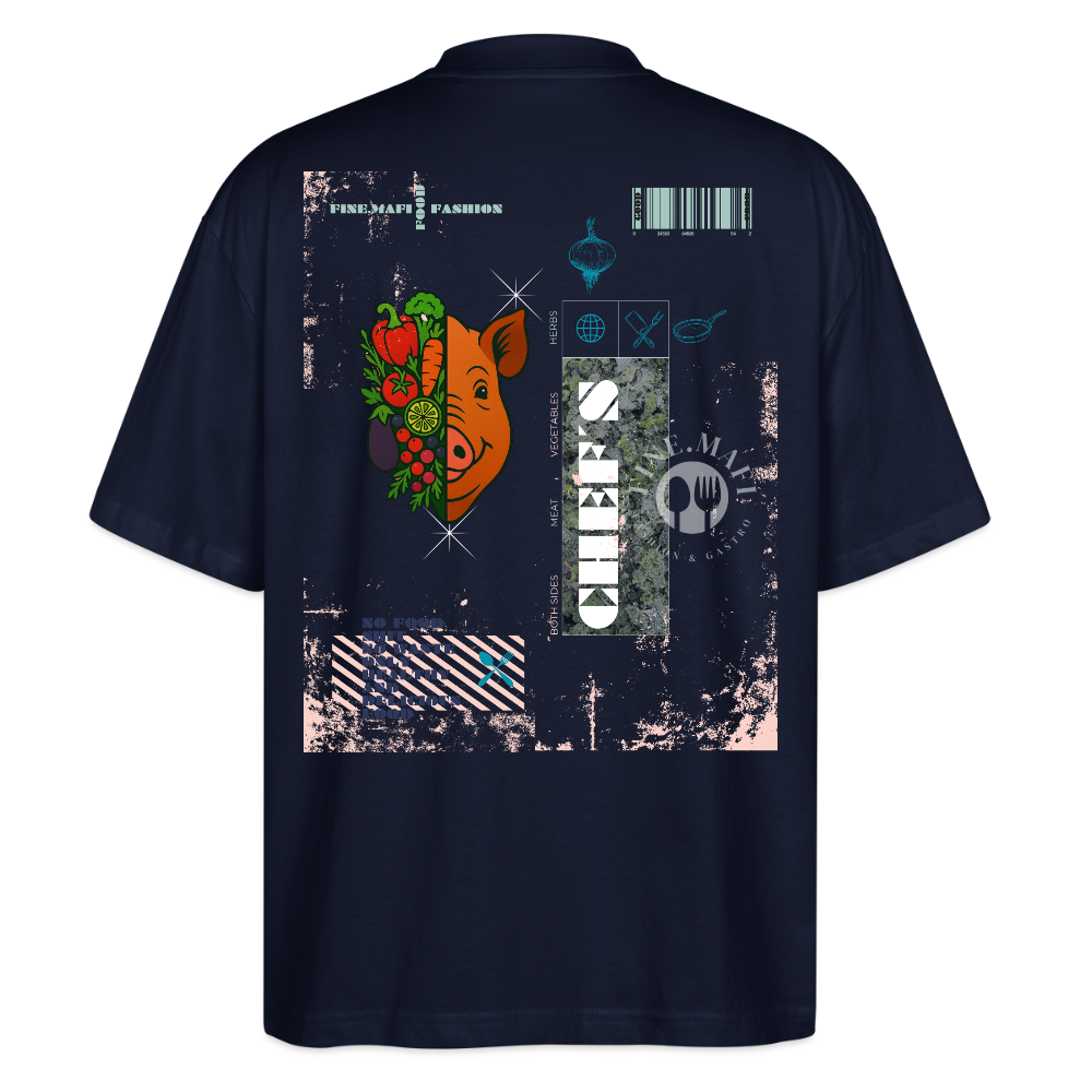FINE.MAFI Oversized Unisex Bio T-Shirt Both Sides Pig - Navy