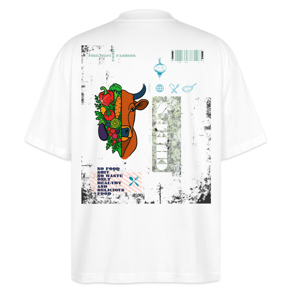 FINE.MAFI Oversized Unisex Bio T-Shirt Both Sides Cow - Weiß