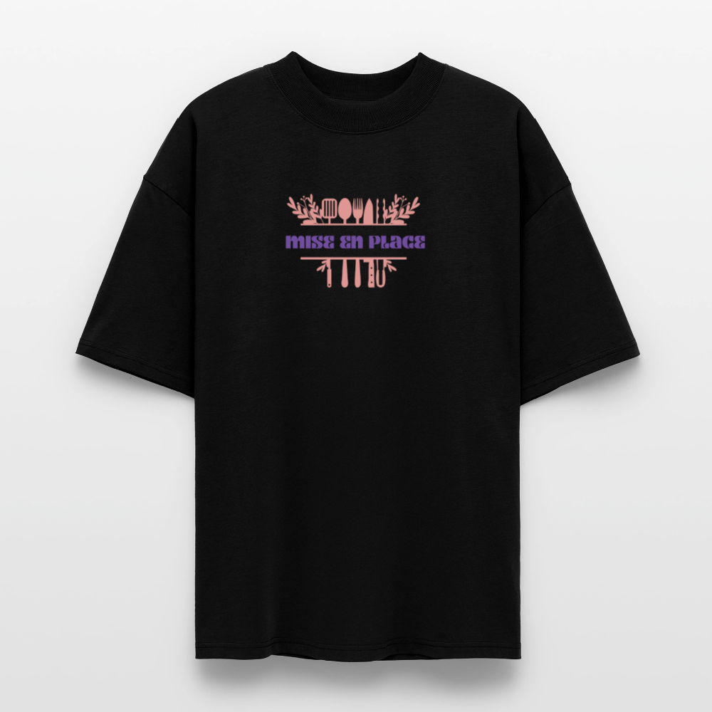 FINE MAFI Oversized Unisex Bio T-Shirt Mise En Place Kitchen Tools - Schwarz