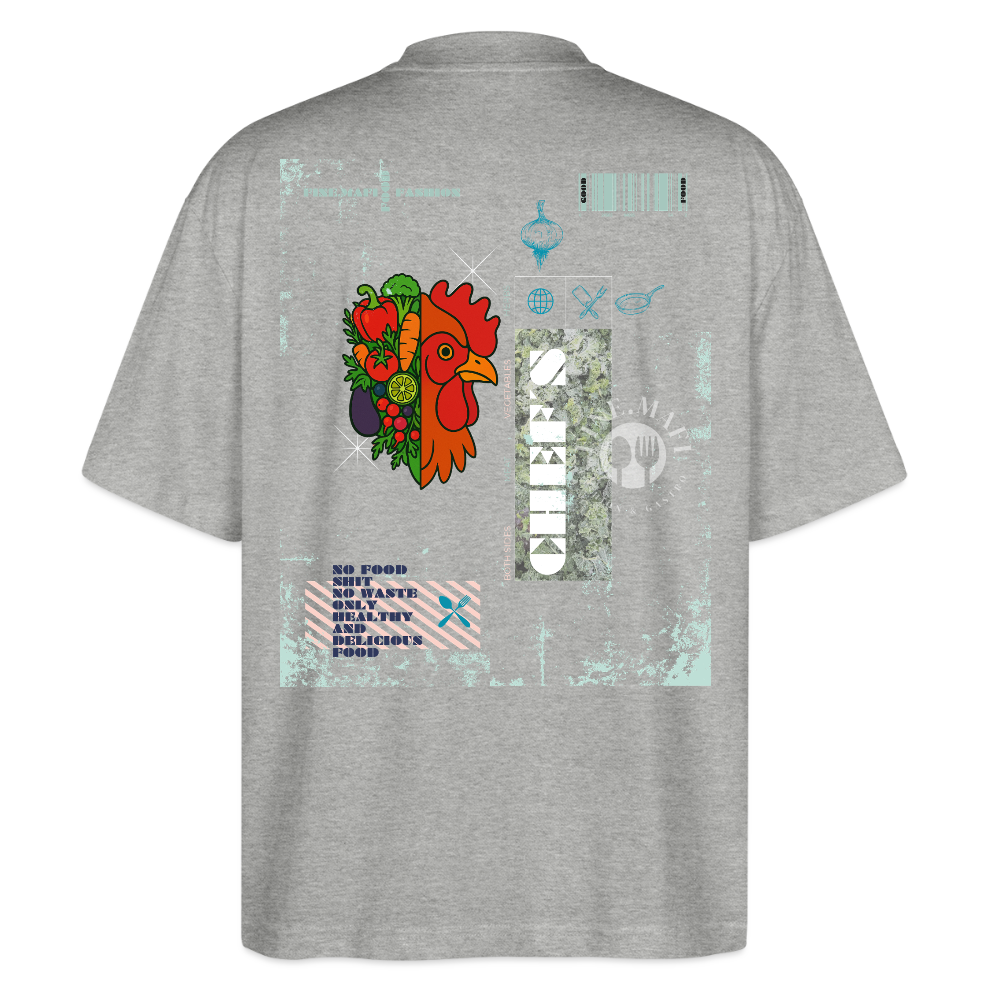 FINE.MAFI Oversized Unisex Bio T-Shirt Chicken - Grau meliert