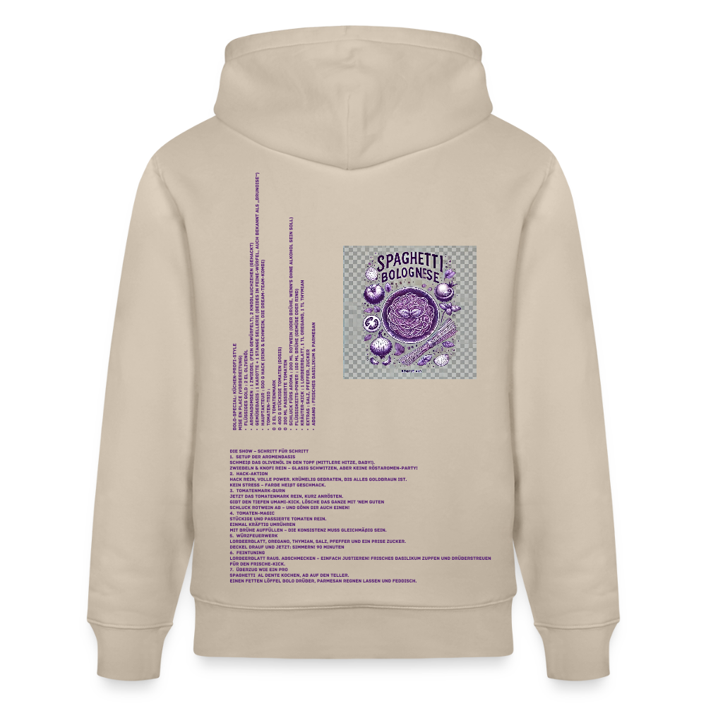 FOOD LOVE Unisex Bio Hoodie Bolo Stile - Beige