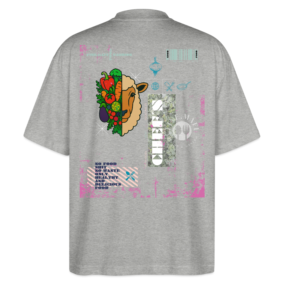 FINE.MAFI Oversized Unisex Bio T-Shirt Both Sides Lamb - Grau meliert