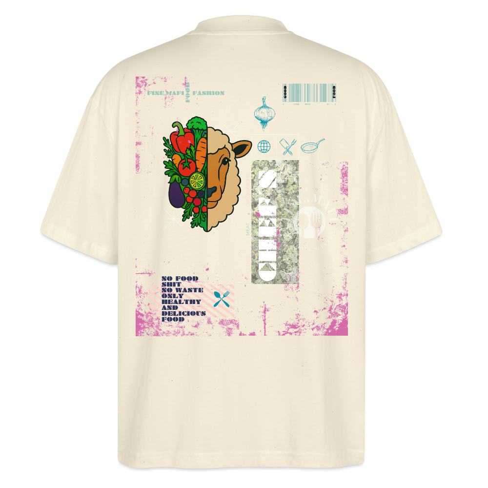 FINE.MAFI Oversized Unisex Bio T-Shirt Both Sides Lamb - Weißgrau