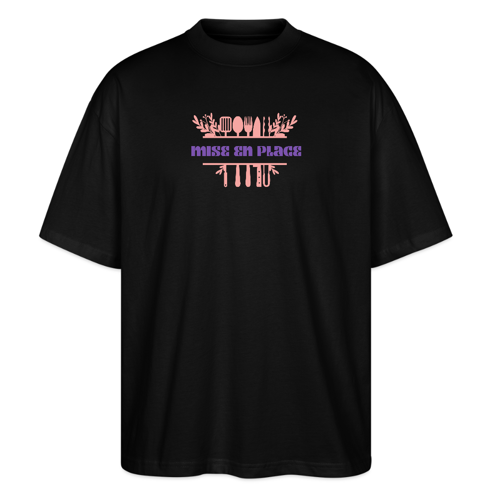 FINE MAFI Oversized Unisex Bio T-Shirt Mise En Place Kitchen Tools - Schwarz