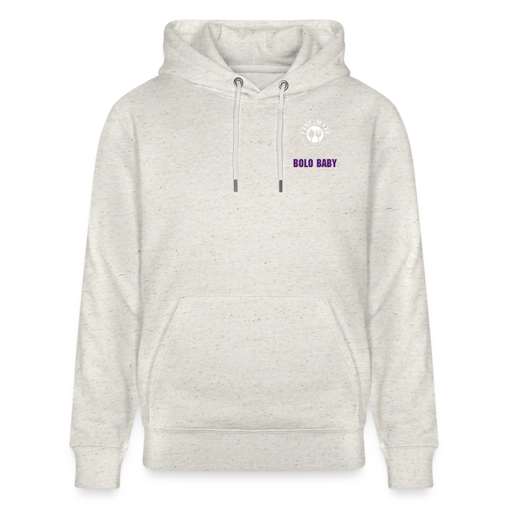 FOOD LOVE Unisex Bio Hoodie Bolo Stile - Beige meliert