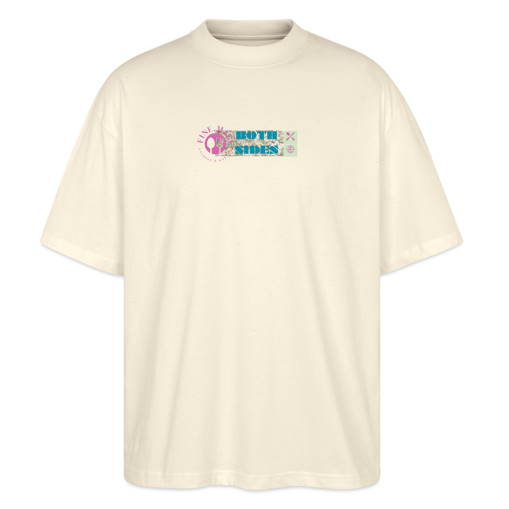 FINE.MAFI Oversized Unisex Bio T-Shirt Both Sides Fish - Weißgrau