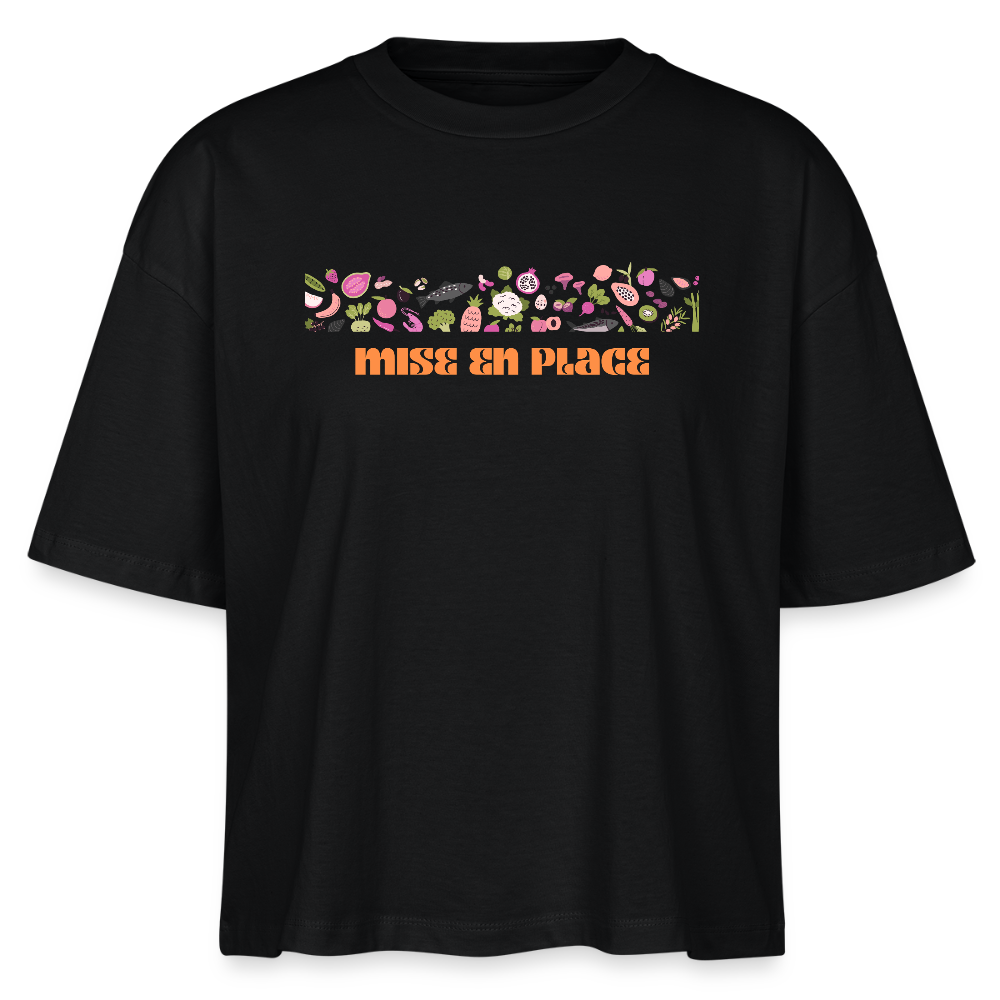 FINE MAFI Frauen Boxy Bio-T-Shirt Mise En Place Bunt - Schwarz