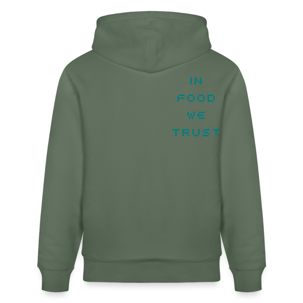 FINE.MAFI in Food we Trust Unisex Organic Hoodie - Tanngrün