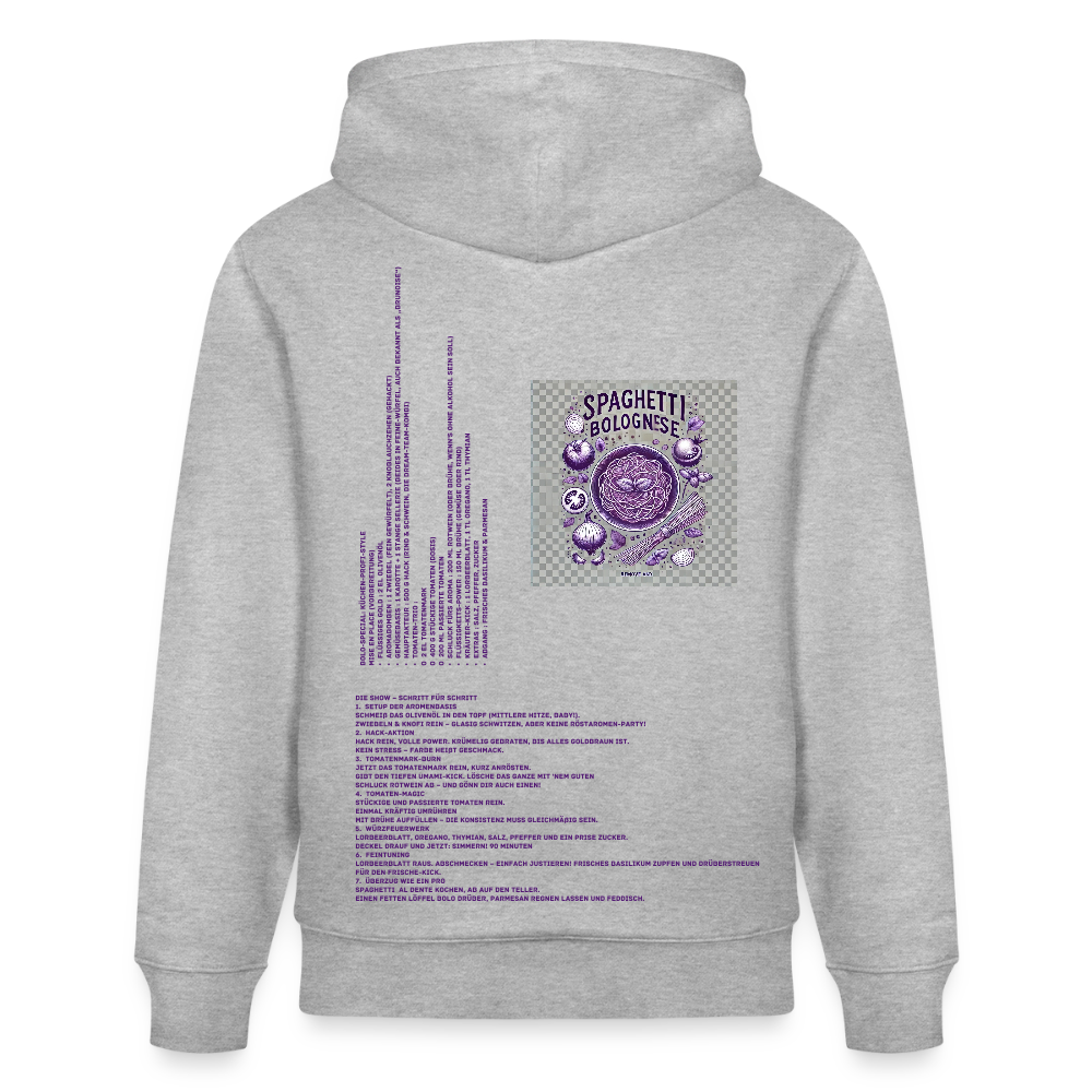 FOOD LOVE Unisex Bio Hoodie Bolo Stile - Grau meliert