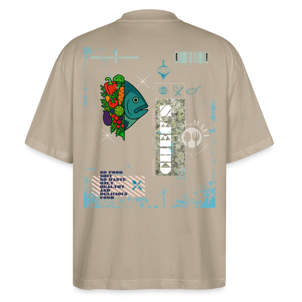 FINE.MAFI Oversized Unisex Bio T-Shirt Both Sides Fish - Steingrau