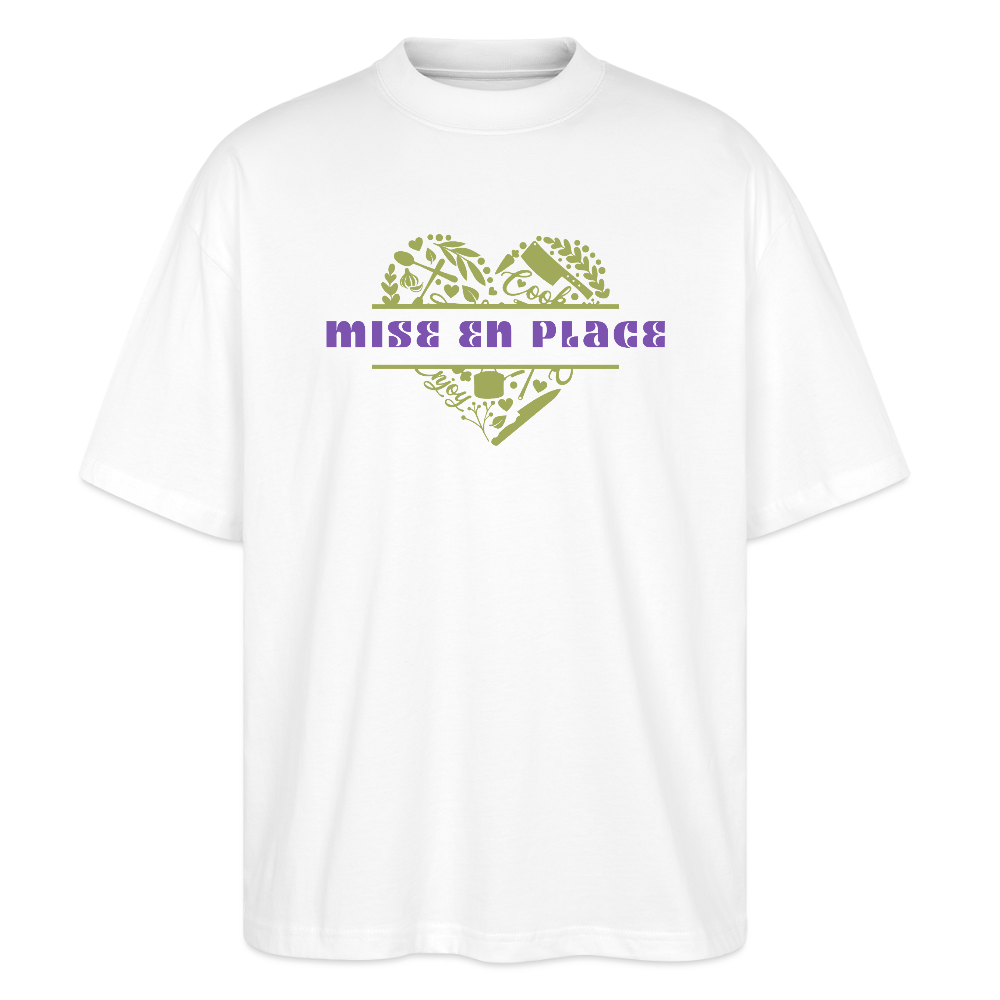 FINE MAFI Oversized Unisex Bio T-Shirt Mise En Place Heart - Weiß