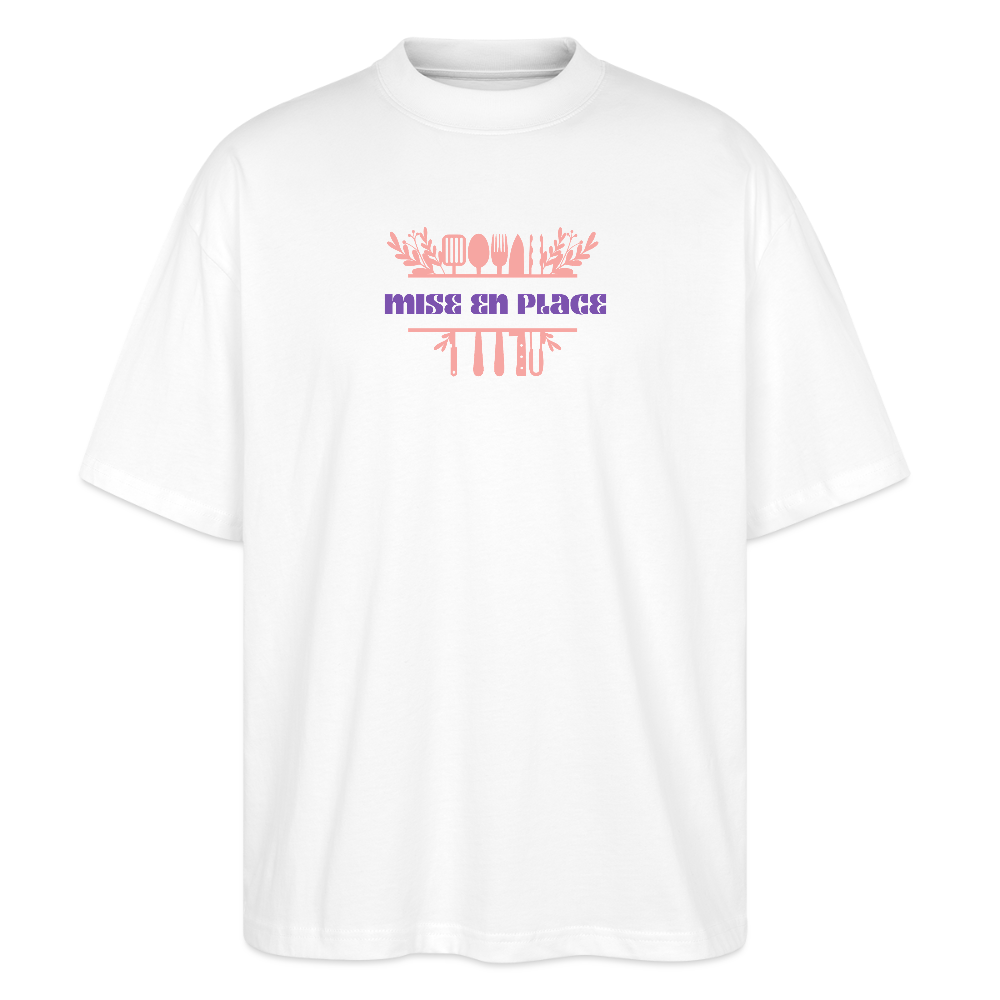 FINE MAFI Oversized Unisex Bio T-Shirt Mise En Place Kitchen Tools - Weiß