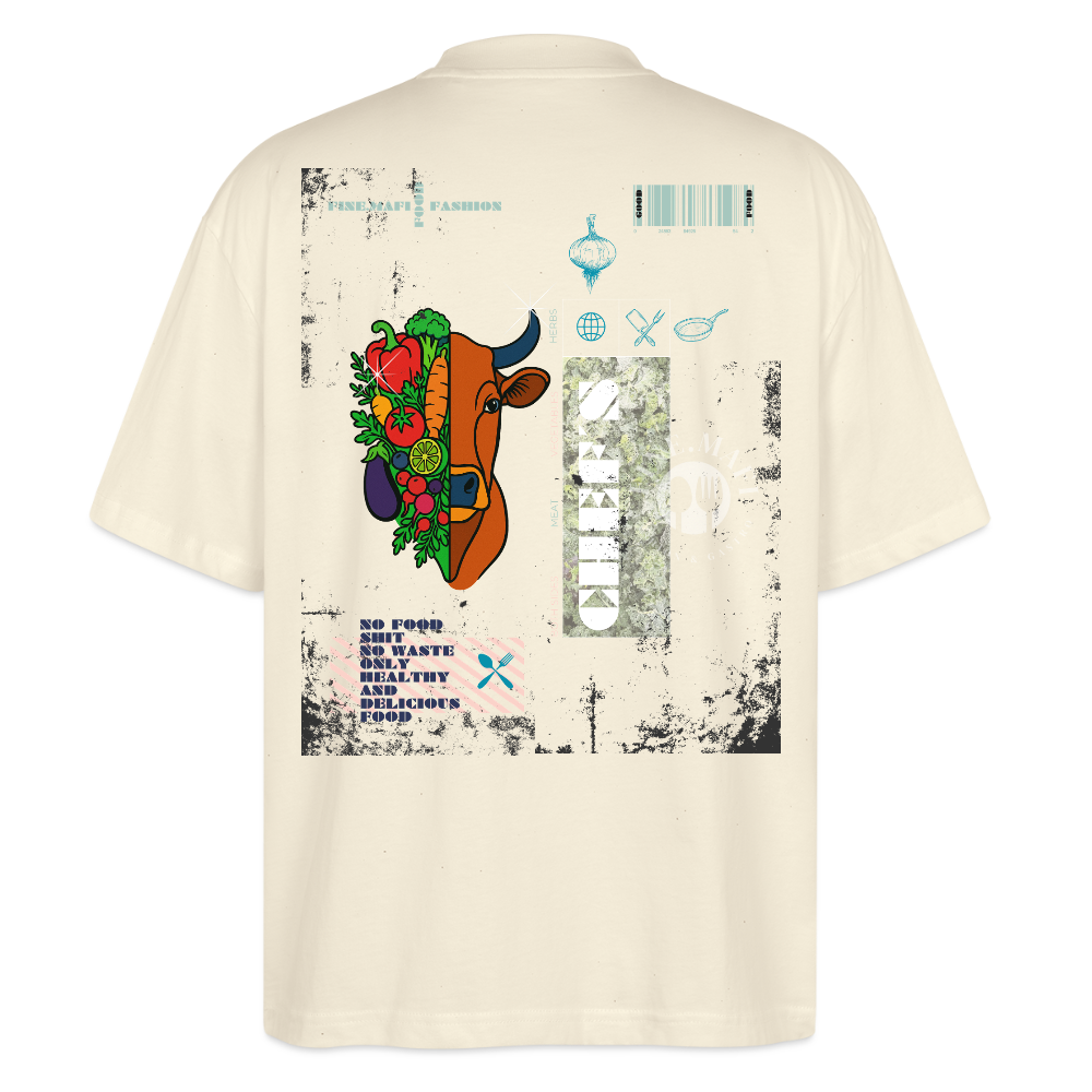 FINE.MAFI Oversized Unisex Bio T-Shirt Both Sides Cow - Weißgrau