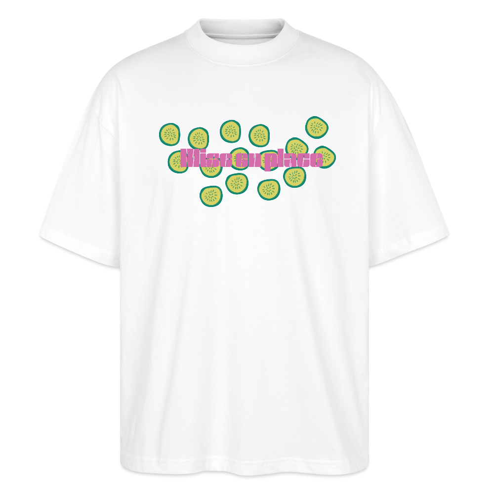 FINE MAFI Oversized Unisex Bio T-Shirt Mise En Place Gurke - Weiß
