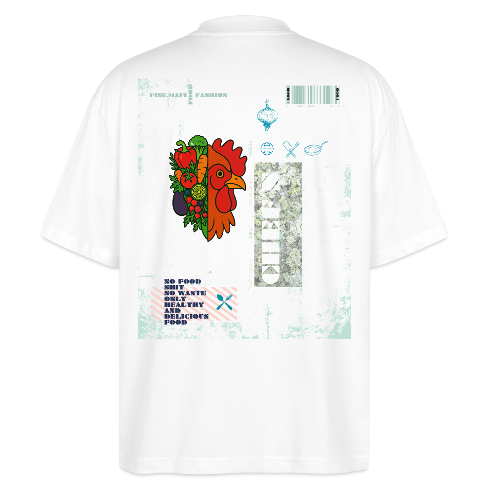 FINE.MAFI Oversized Unisex Bio T-Shirt Chicken - Weiß