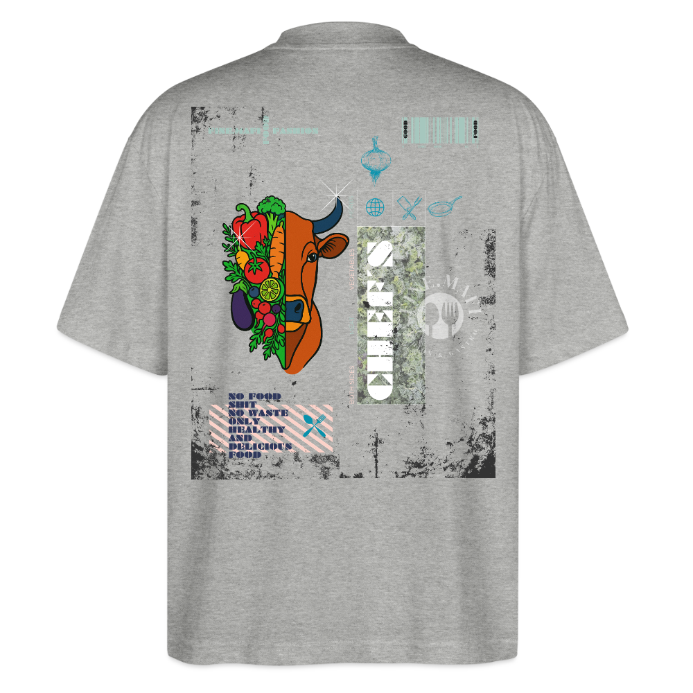 FINE.MAFI Oversized Unisex Bio T-Shirt Both Sides Cow - Grau meliert