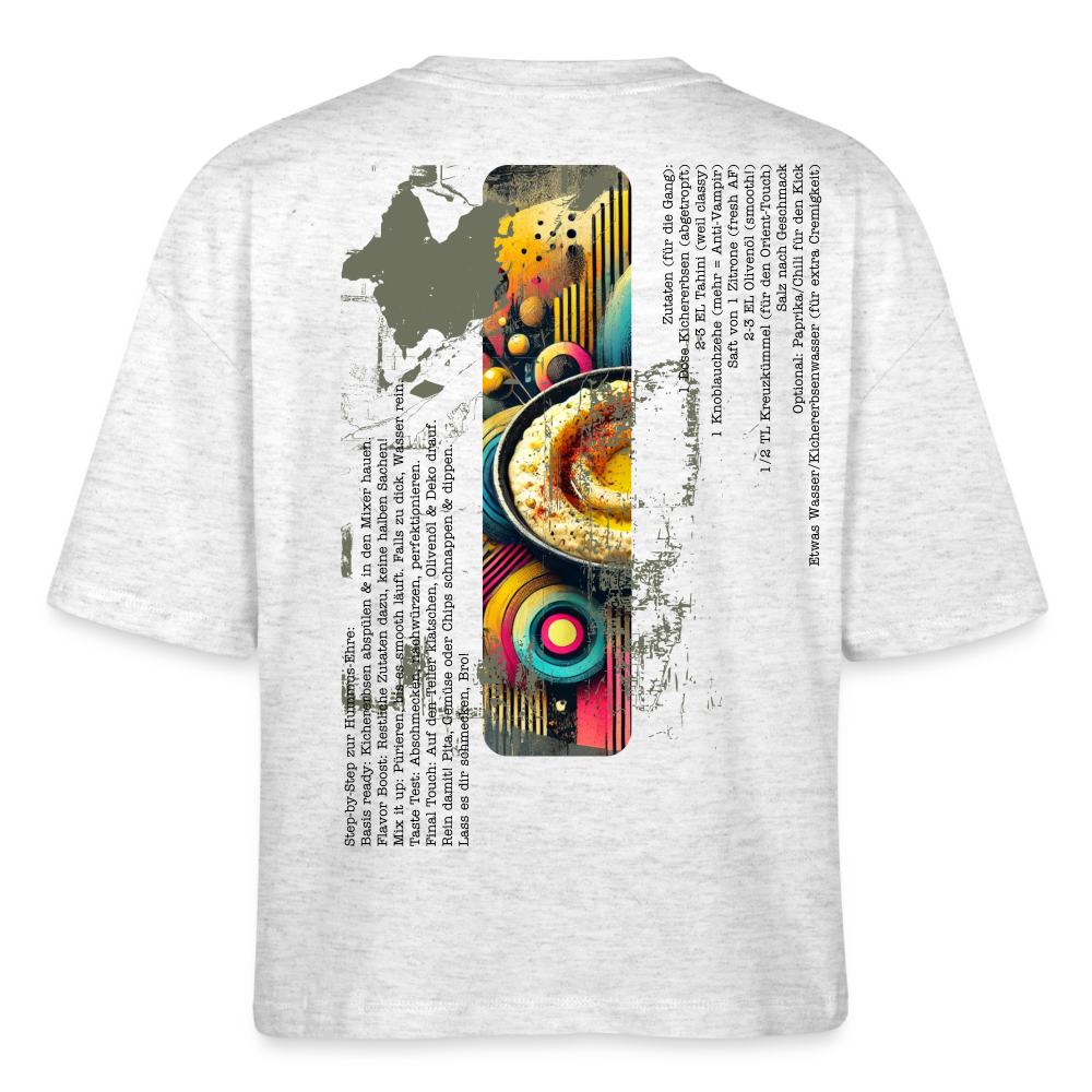 FOOD LOVE Frauen Boxy Bio-T-Shirt Hummus - Weiß meliert