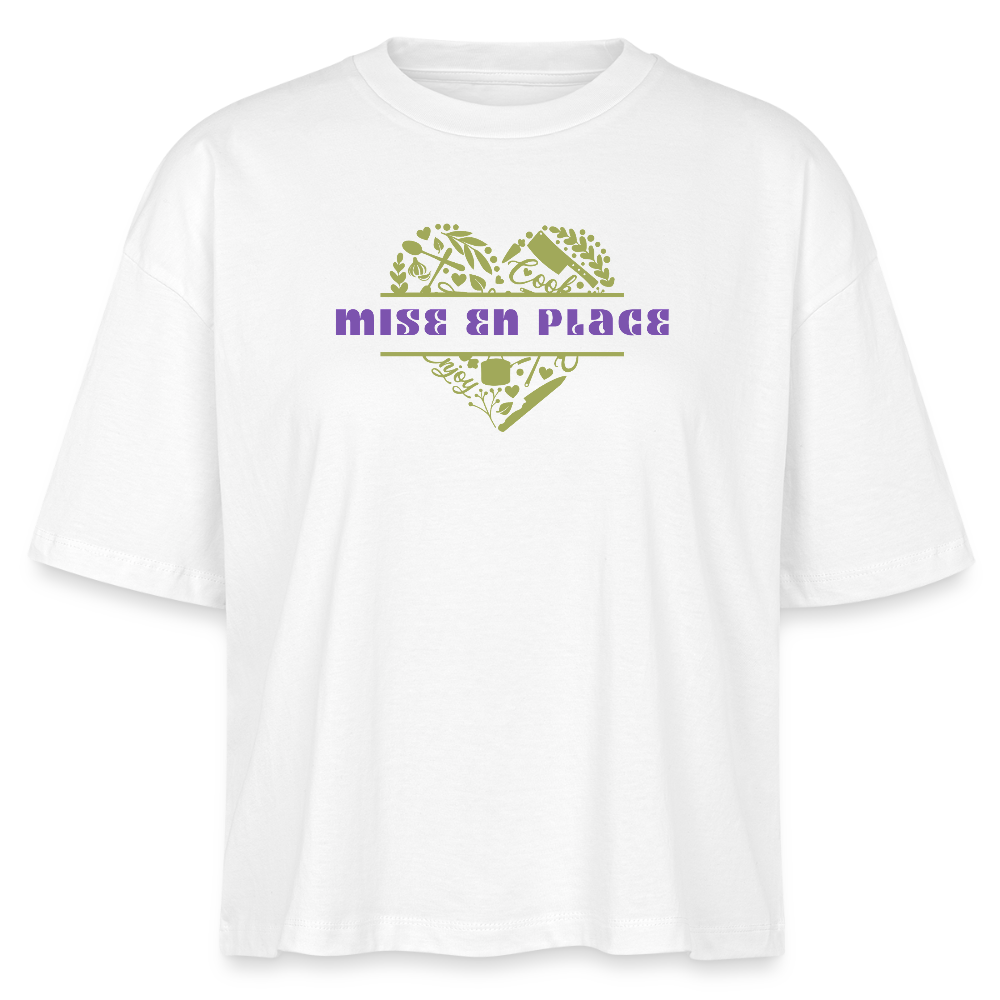 FINE MAFI Frauen Boxy Bio-T-Shirt Mise En Place Heart - Weiß