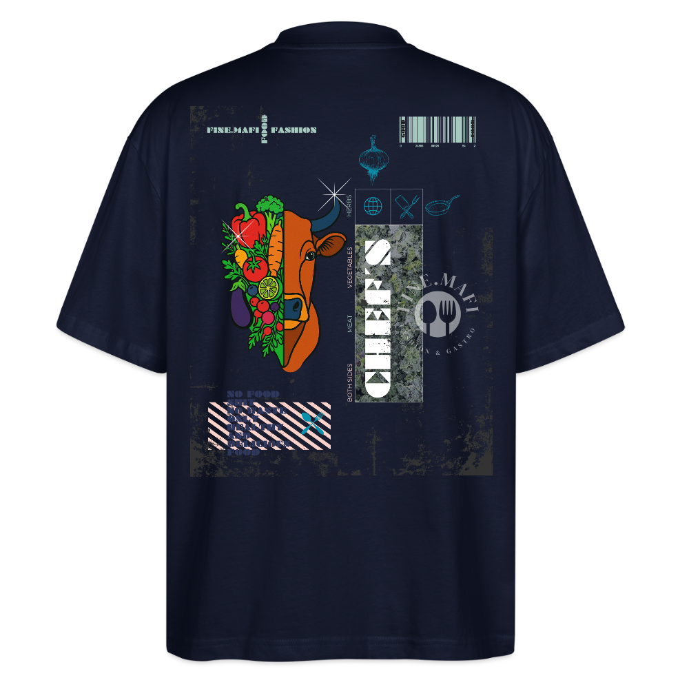 FINE.MAFI Oversized Unisex Bio T-Shirt Both Sides Cow - Navy