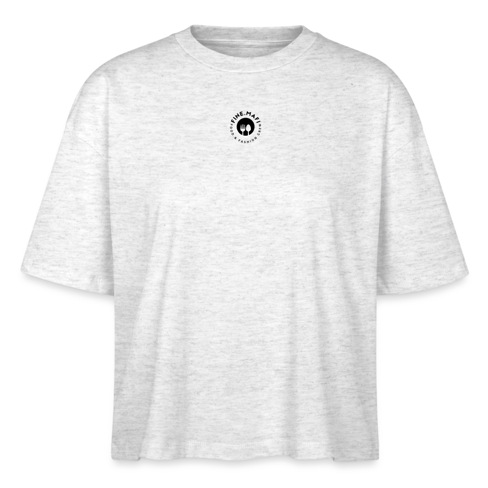 FOOD LOVE Frauen Boxy Bio-T-Shirt Hummus - Weiß meliert