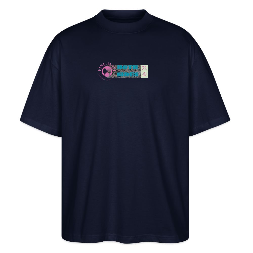 FINE.MAFI Oversized Unisex Bio T-Shirt Both Sides Fish - Navy