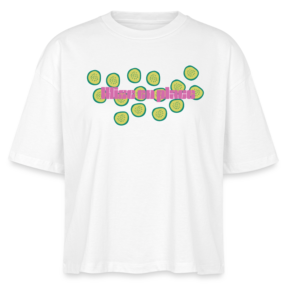 FINE MAFI Frauen Boxy Bio-T-Shirt Mise En Place Gurken - Weiß