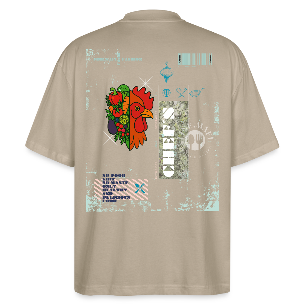 FINE.MAFI Oversized Unisex Bio T-Shirt Chicken - Steingrau