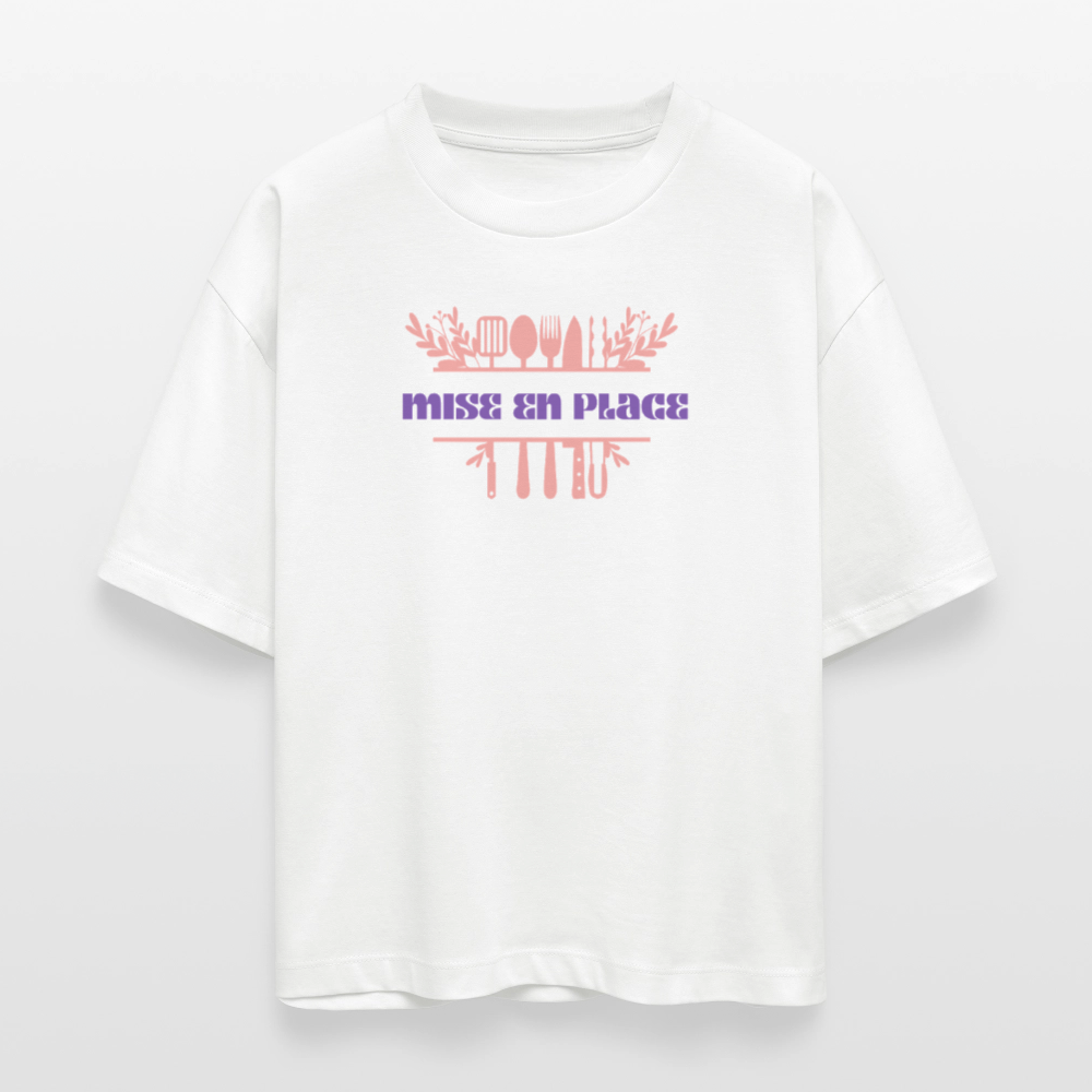 FINE MAFI Frauen Boxy Bio-T-Shirt Mise En Place Kitchen Tools - Weiß