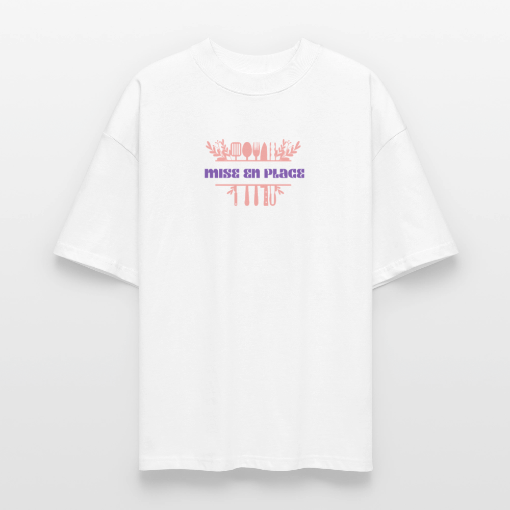 FINE MAFI Oversized Unisex Bio T-Shirt Mise En Place Kitchen Tools - Weiß