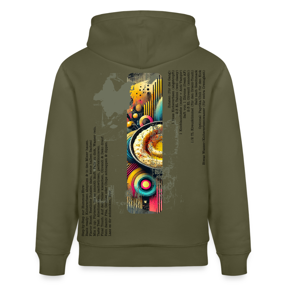 FOOD LOVE Unisex Bio-Hoodie Hummus - Khaki Grün