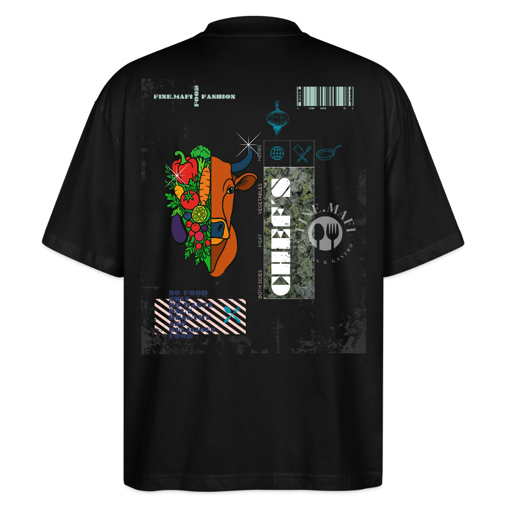 FINE.MAFI Oversized Unisex Bio T-Shirt Both Sides Cow - Schwarz