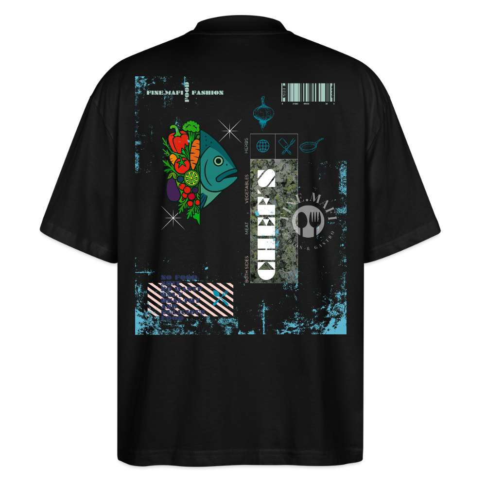 FINE.MAFI Oversized Unisex Bio T-Shirt Both Sides Fish - Schwarz