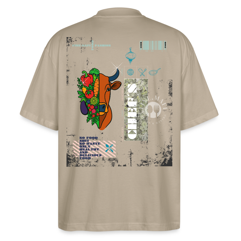 FINE.MAFI Oversized Unisex Bio T-Shirt Both Sides Cow - Steingrau