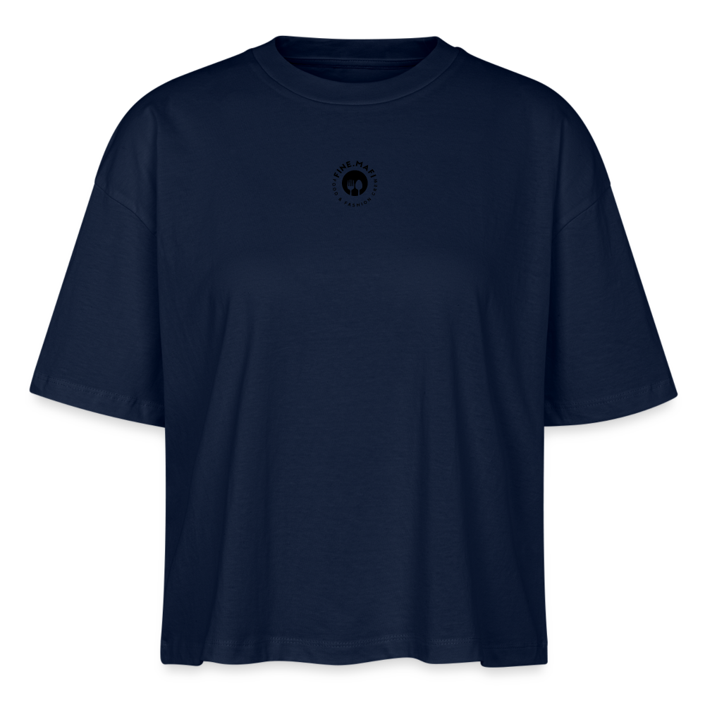 FOOD LOVE Frauen Boxy Bio-T-Shirt Hummus - Navy