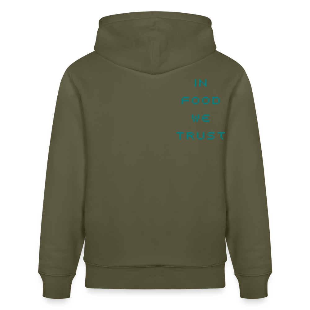FINE.MAFI in Food we Trust Unisex Organic Hoodie - Khaki Grün