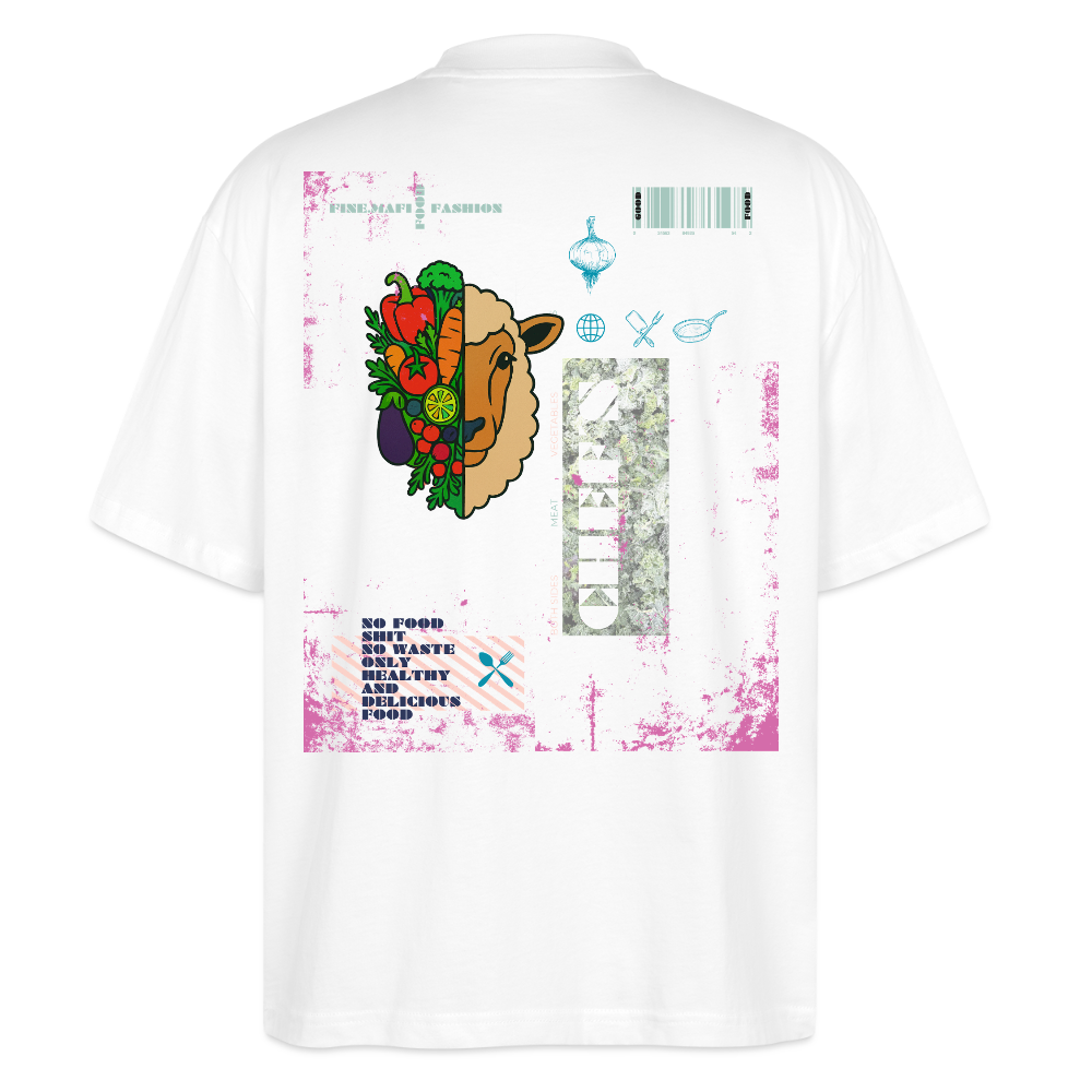 FINE.MAFI Oversized Unisex Bio T-Shirt Both Sides Lamb - Weiß