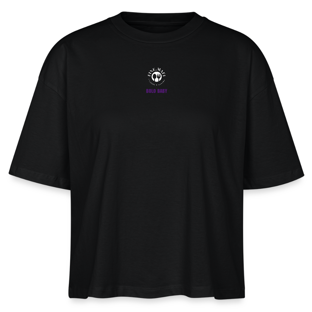 FINE.MAFI Frauen Boxy Bio-T-Shirt Bolo - Schwarz