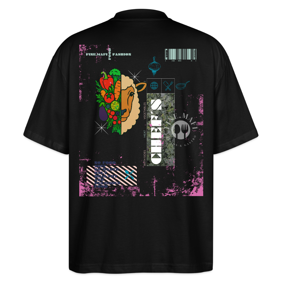 FINE.MAFI Oversized Unisex Bio T-Shirt Both Sides Lamb - Schwarz