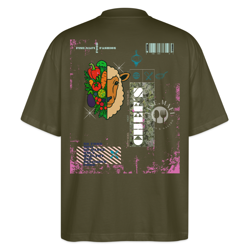 FINE.MAFI Oversized Unisex Bio T-Shirt Both Sides Lamb - Khaki
