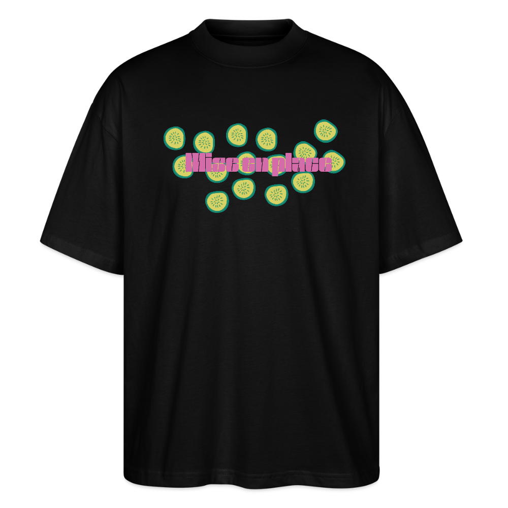 FINE MAFI Oversized Unisex Bio T-Shirt Mise En Place Gurke - Schwarz