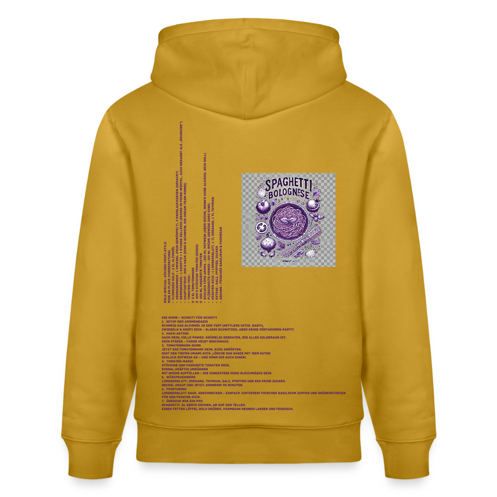 FOOD LOVE Unisex Bio Hoodie Bolo Stile - Ocker