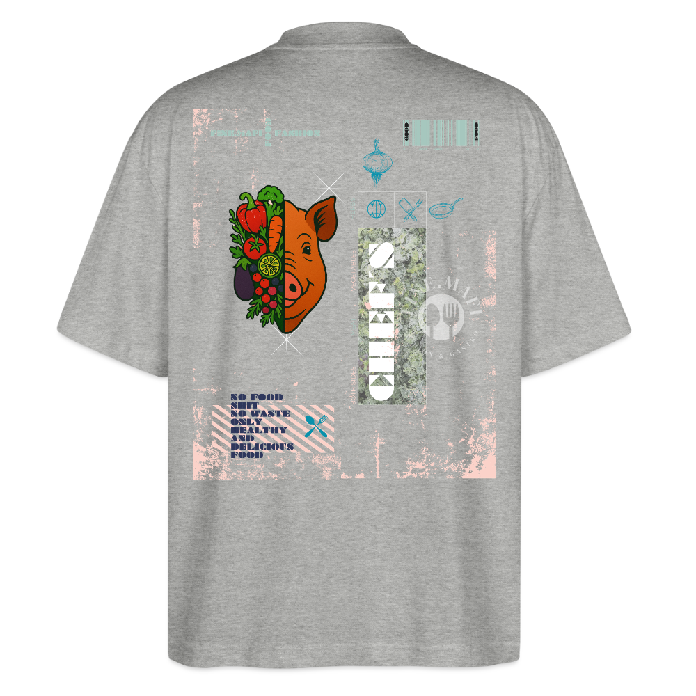 FINE.MAFI Oversized Unisex Bio T-Shirt Both Sides Pig - Grau meliert