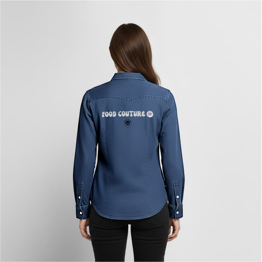 Food Couture Frauen Jeanshemd - verwaschenes Mittelblau 