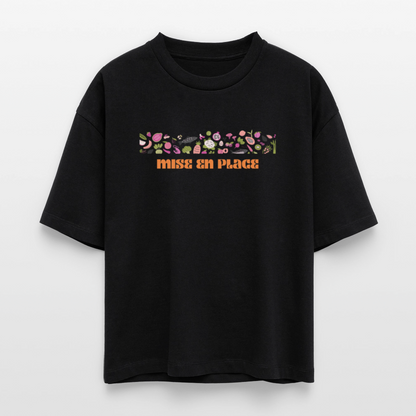 FINE MAFI Frauen Boxy Bio-T-Shirt Mise En Place Bunt - Schwarz