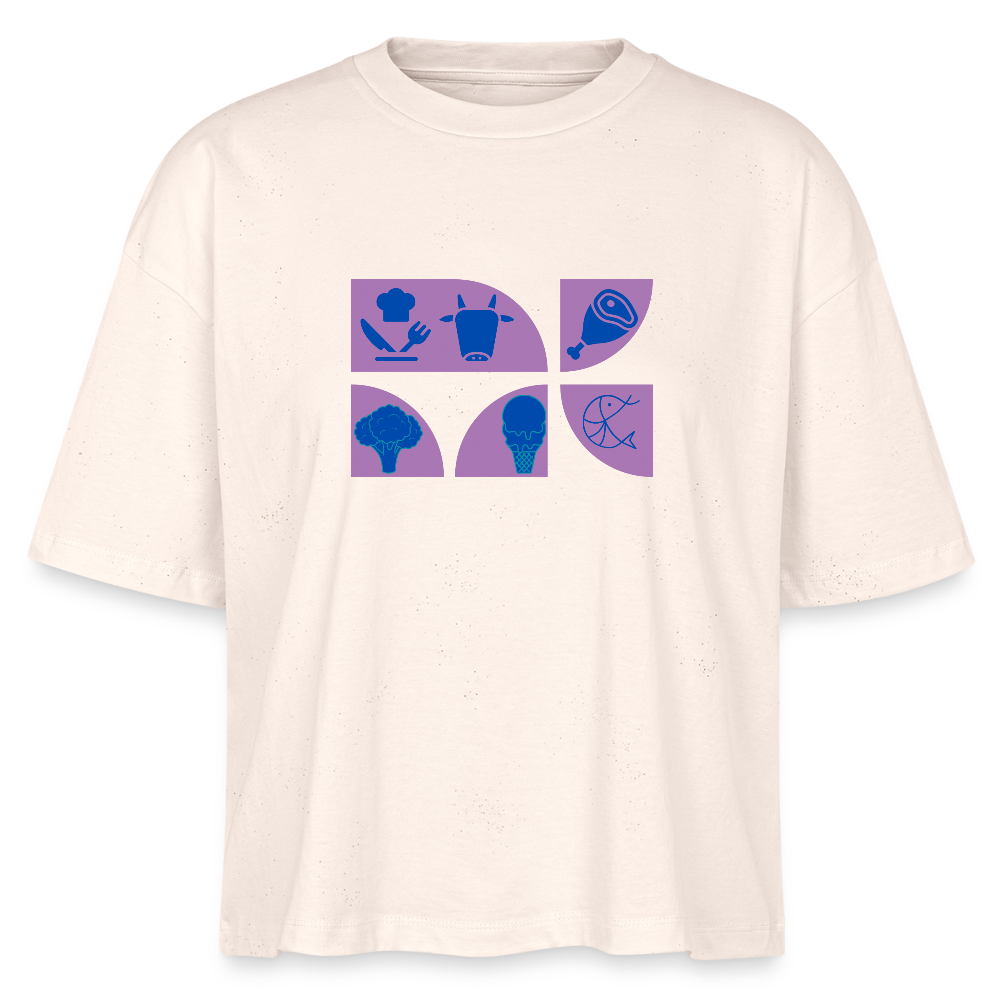 Food Couture Frauen Boxy Bio-T-Shirt - Weißgrau