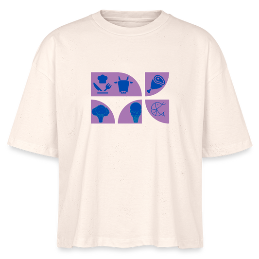 Food Couture Frauen Boxy Bio-T-Shirt - Weißgrau