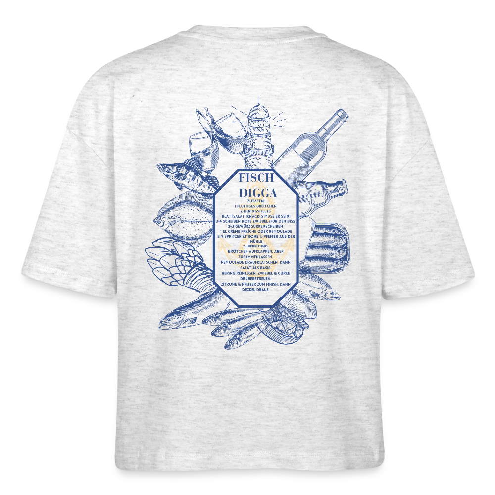 FOOD LOVE Frauen Boxy Bio-T-Shirt DIGGA - Weiß meliert