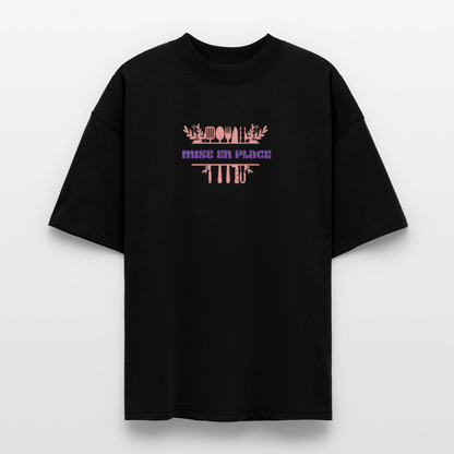 FINE MAFI Oversized Unisex Bio T-Shirt Mise En Place Kitchen Tools - Schwarz