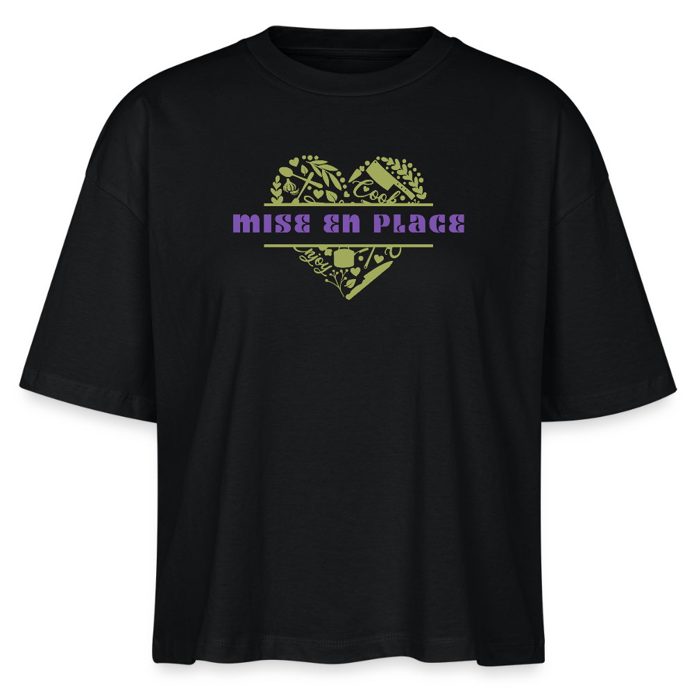 FINE MAFI Frauen Boxy Bio-T-Shirt Mise En Place Heart - Schwarz